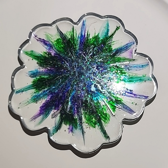 2 Peacock Resin Coasters. Beautiful handmade with love ❤️ Reversible, too!! - Picture 4 of 10